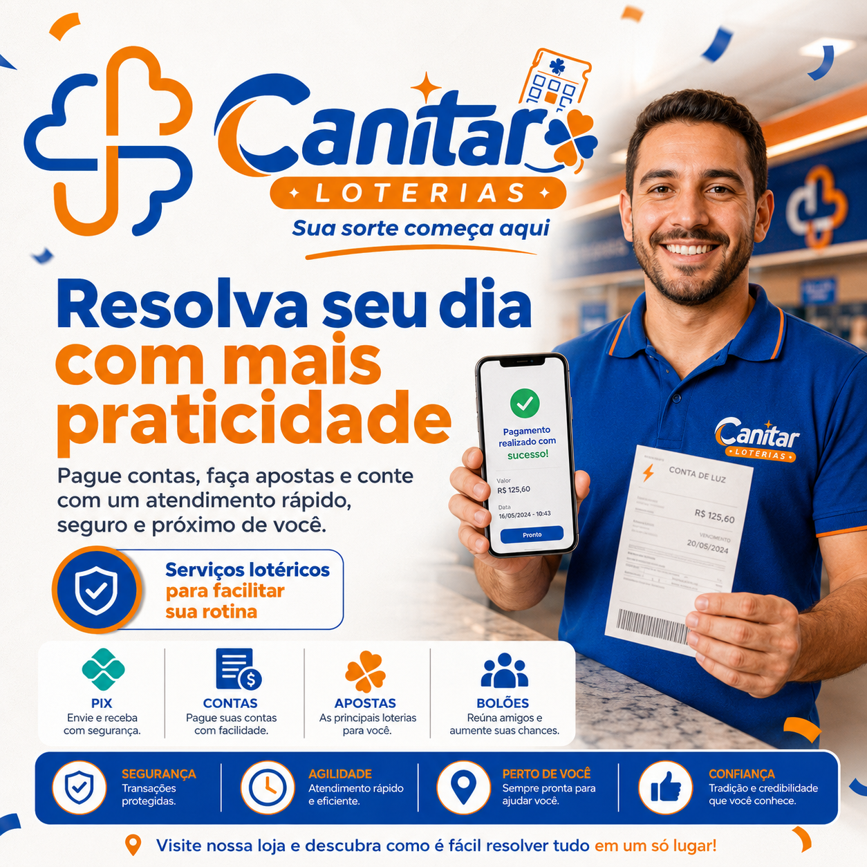 Atendimento e apostas Canitar Loterias